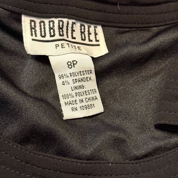 Robbie Bee Black Petite Sleeveless A-Line Dress With Bow Accent - Picture 2 of 8